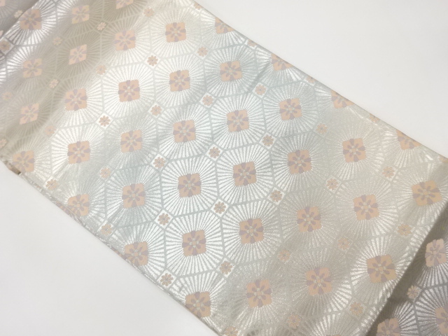 アンティーク　蜀江紋に花模様織り出し全通袋帯（材料）